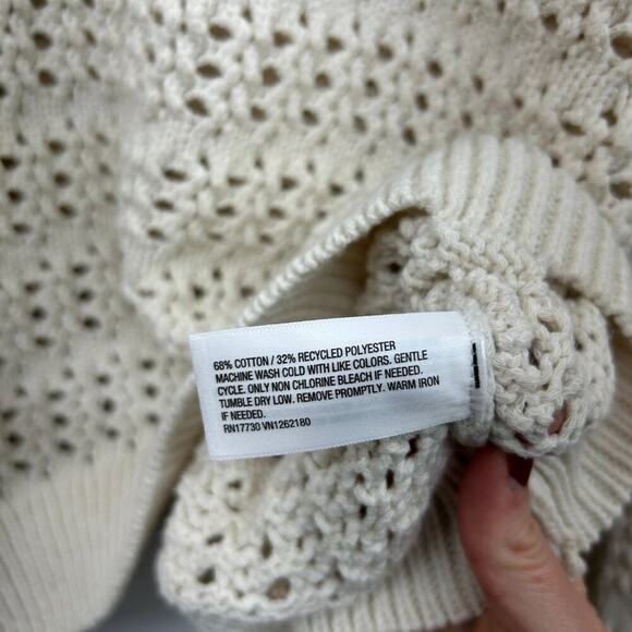 Universal Thread Neutral Off White Cream Open Knit Crew Neck Sweater XL Boho - Picture 6 of 6
